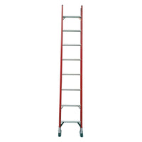 KRUGER Fiberglass Straight Ladder (Red), Self Levelling Foot
