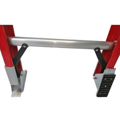 KRUGER Fiberglass Straight Ladder (Red), Self Levelling Foot