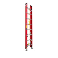 KRUGER  Self Levelling Fiberglass Rail Extension Ladder (Red)
