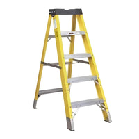 KRUGER Fiberglass Rail Single Side Step Ladder (Red)