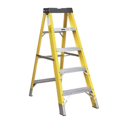 KRUGER Fiberglass Rail Single Side Step Ladder (Red)
