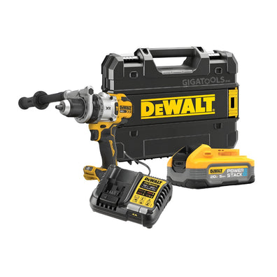 DeWalt DCD1007H1T Cordless Brushless Hammer Drill/Driver, 3-Speed 20V Max, 1*5.0Ah POWERSTACK Battery and Charger Kit set
