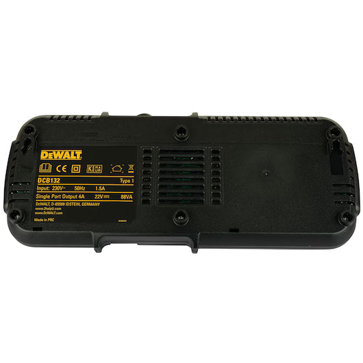 DeWalt DCB132-KR 2-Port 4A Simultaneous Fast Charger ( 12V MAX*, 18V/20V MAX*, and FLEXVOLT® 54V/60V MAX* Compatible Batteries )