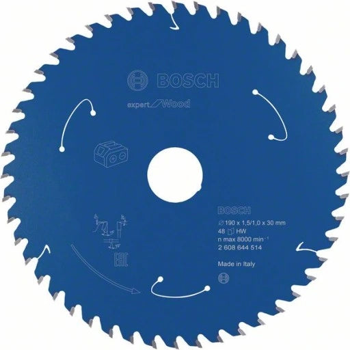 Bosch 7-1/2" ( 190mm ) 48T Expert for Wood Circular Saw blade ( 2608644514 ) MADE IN ITALY