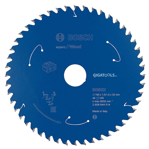 Bosch 7-1/4" (190mm) 48T Expert for Wood Circular Saw blade ( 2608644514 ) MADE IN ITALY
