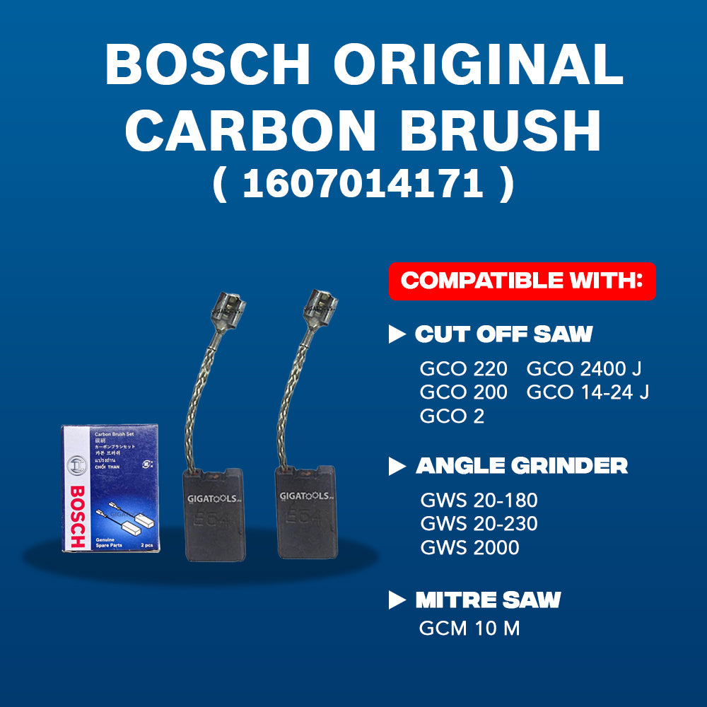 Bosch Original Carbon Brush for GCO 220 / GCO 200 / GCO 2 / GCO 200 / GCO 2400 J / GCO 14-24 J Cut off / GWS 20-180 / GWS 20-230 / GWS 2000 Angle Grinder & GCM 10 M Mitre Saw ( 1607014171 )