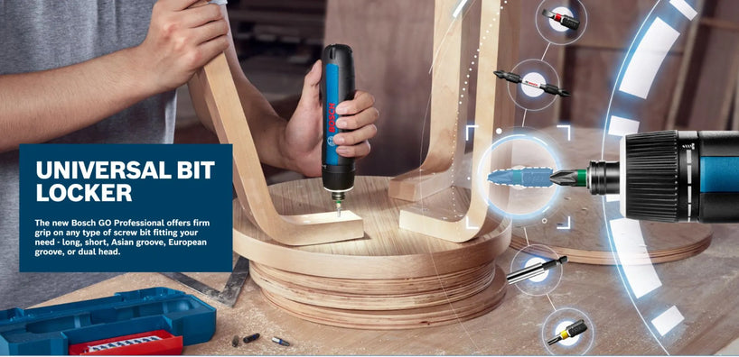 Bosch GO Gen 3 Corldess Screwdriver with Next Gen Mechanical Clutch and Universal bit Locker