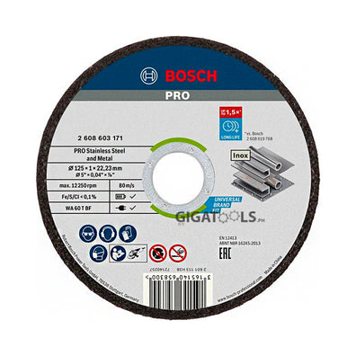 Bosch 5-inch ( 125mm ) PRO Stainless Steel and Metal Bonded Inox Cutting Disc (2608603171)