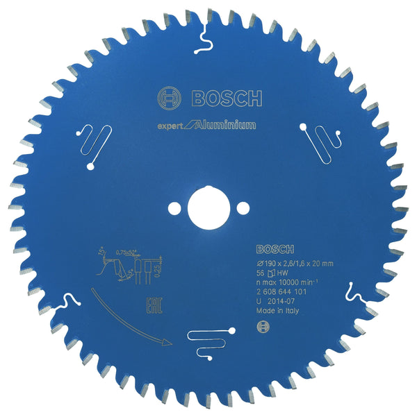 Bosch 7-1/2" (190mm) 56T Expert for Aluminum Circular Saw blade ( 2608644101 ) MADE IN ITALY