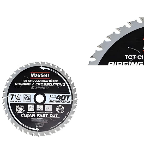 Maxsell CW7-40T 7 1/4" Circular Saw Tungsten Carbide Tip - Anti Kickback (Plywood, Wood W/Nails, Hard Wood)