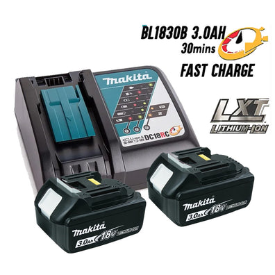Makita DC18RC Rapid / Fast Charger and 2xBL1830B 3.0Ah Lithium-Ion Battery and Charger 18V LXT Set