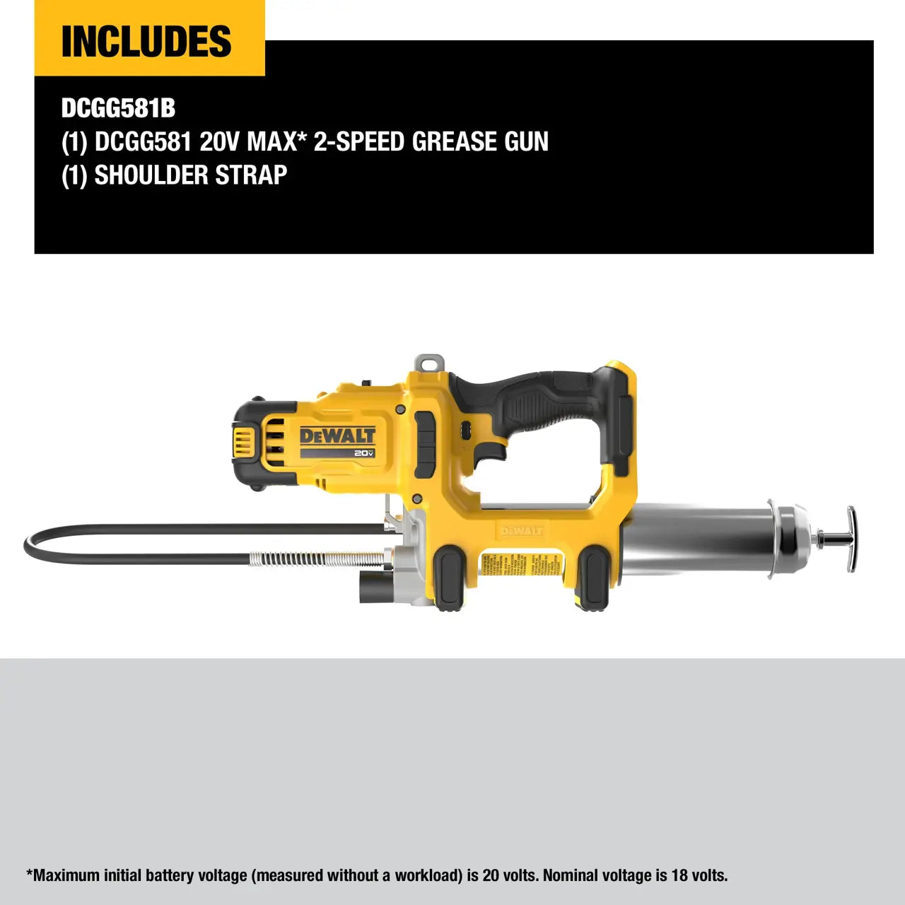 DeWalt DCGG581N -B1 Cordless 2-Speed Grease Gun 20V MAX Li-ion DCGG581 (Bare Tool Only)