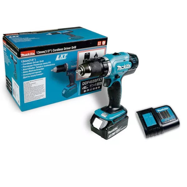 Makita DDF453SFX7 Cordless Driver Drill 18V LXT® Li-Ion 13mm (1/2″) 38 N·m (340 in.lbs.) Kit Set