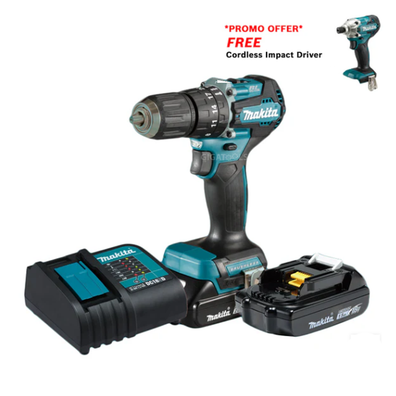 *PROMOTION* Makita DHP487SYX2 Cordless Brushless Hammer Driver Drill 13mm (1/2″) 18V LXT® Li-Ion Kit Set (Free Impact Driver or Impact Wrench)