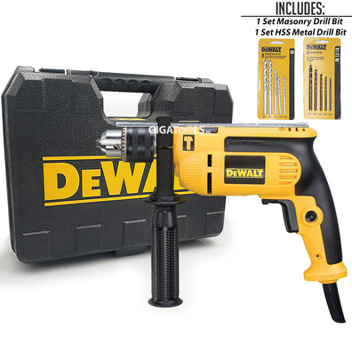 DeWalt DWD024K Percussion / Hammer Drill 13mm (650W) with 1 Set Masonry Drill Bit (5pcs) and 1 Set HSS Drill Bit (5pcs)