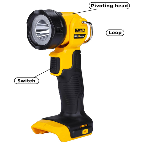 DeWalt DCL040 Cordless Jobsite LED Pivot Work Light / Flash Light 18V ...
