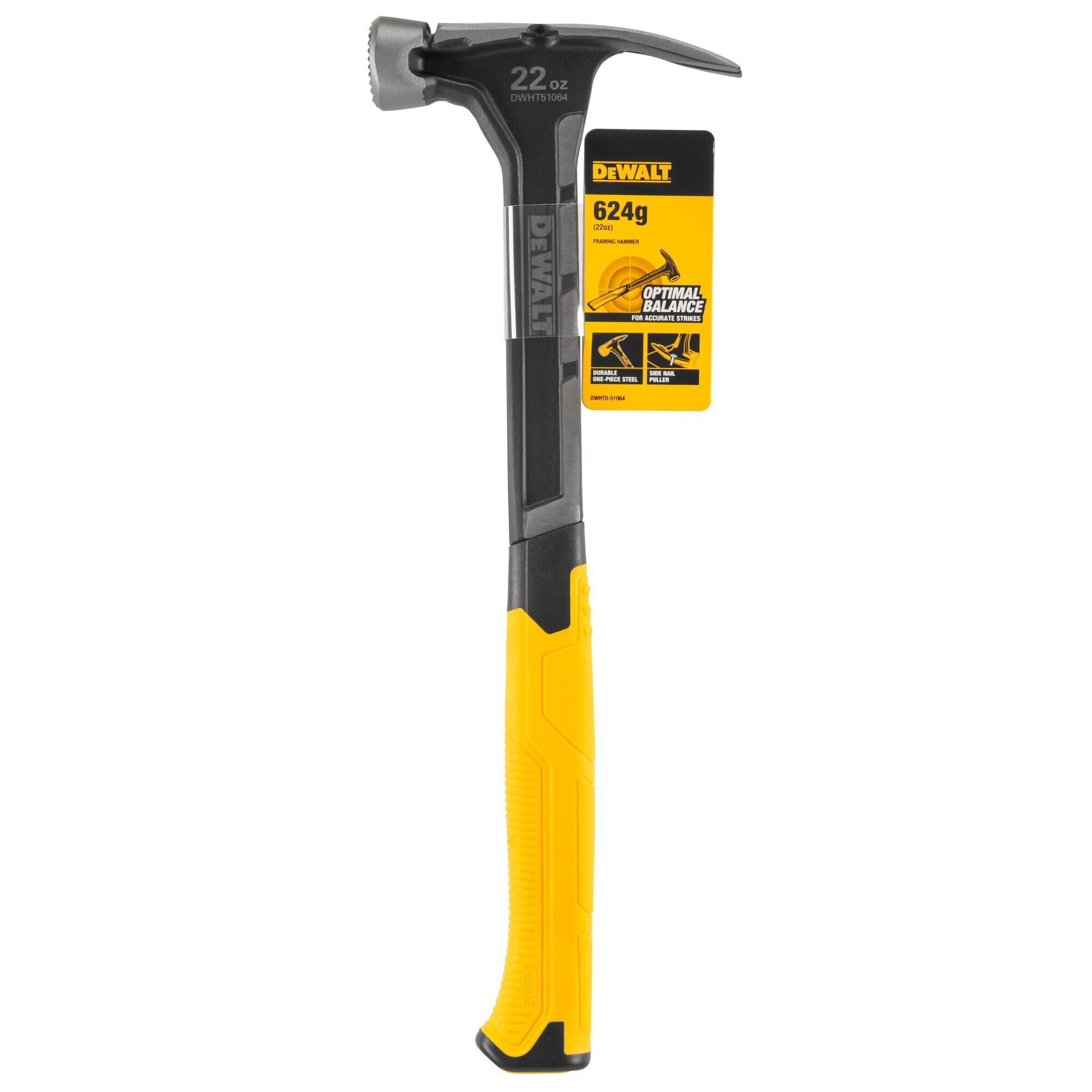 DeWalt Milled Striking Face Steel Hammer, 623g (DWHT0-51064)