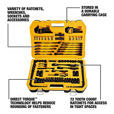 DeWalt Socket Wrench / Allen Wrench / Screwbit Black Chrome Mechanics Tool Set (184-Piece)