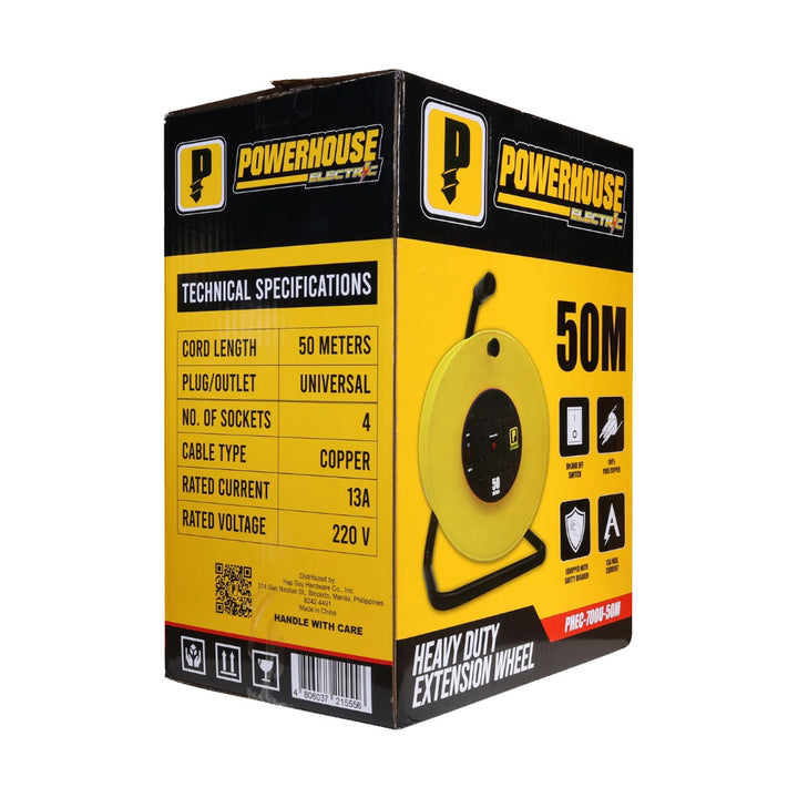 Powerhouse Heavy Duty Extension Wheel 50M w/ 4 Gang Universal Outlet ...