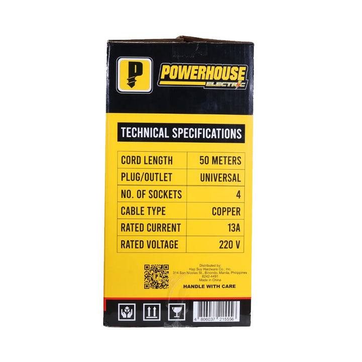 Powerhouse Heavy Duty Extension Wheel 50M w/ 4 Gang Universal Outlet ...