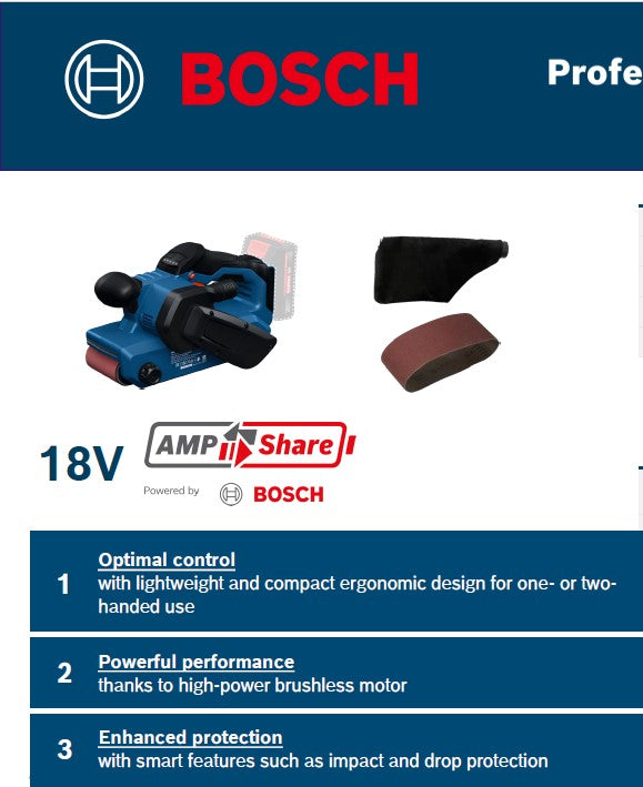 Bosch GBS 18V-75 Cordless Belt Sander 18V (Bare tool Only)