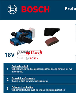 Bosch GBS 18V-75 Cordless Belt Sander 18V (Bare tool Only)