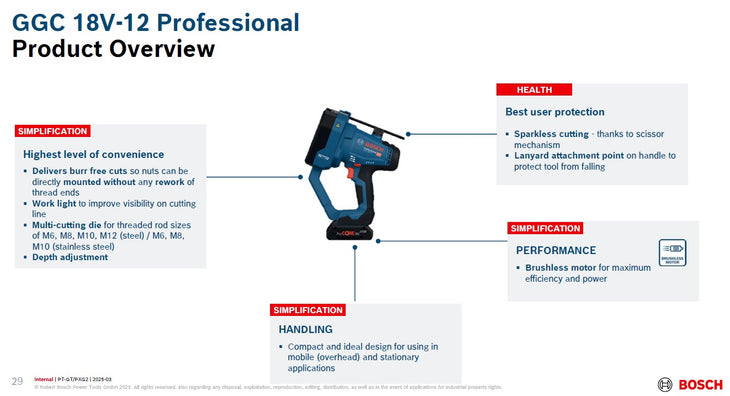 Bosch GGC 18V-12 Brushless Cordless Threaded Rod Cutter 18V (Bare Tool Only)