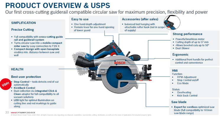 Bosch GKS 18V-57-2 GX Professional Brushless Cordless Plunge Circular Saw 18V, Guide Rail Compatible ( Bare Tool Only)
