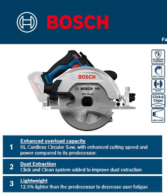 Bosch GKS 18V-68-2 Professional Brushless Cordless Circular Saw 18V, up to 1500W power ( Bare Tool Only)
