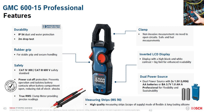 Bosch PRO GMC 600-15 Digital Clamp Meter / Tester