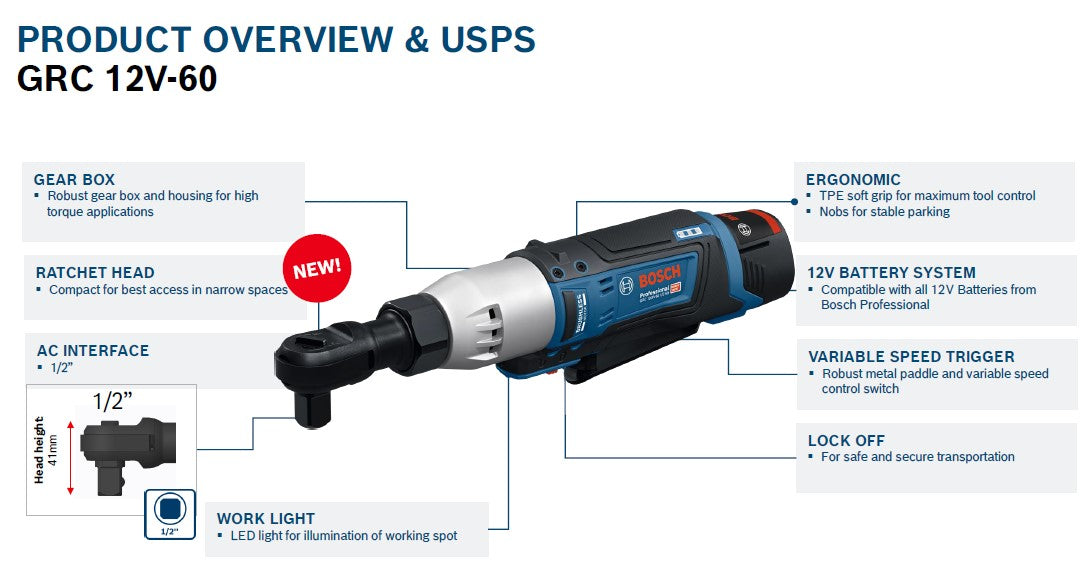Bosch GRC 12V-60 Cordless Brushless 1/2