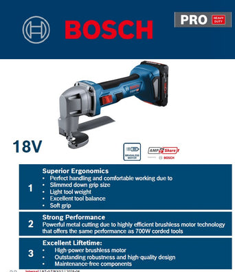 Bosch GSC 18V-16 E Brushless Cordless Metal Shear, up to 700W power (Bare Tool Only)