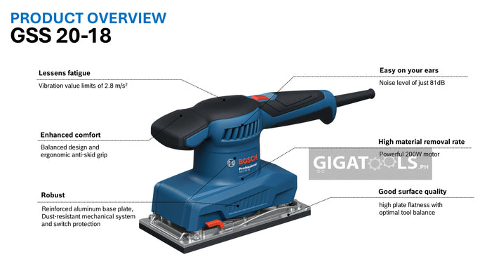 Bosch Professional GSS 20-18 Finishing Sander (200W)