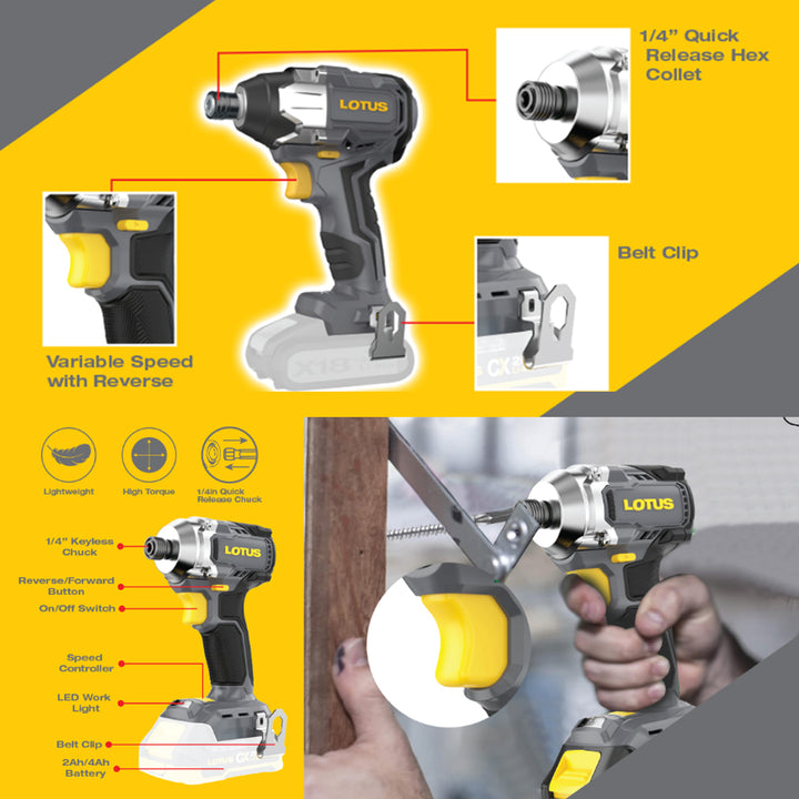 Lotus CXDR20V-310BL Brushless Cordless Impact Driver 20V Max (Bare Too ...