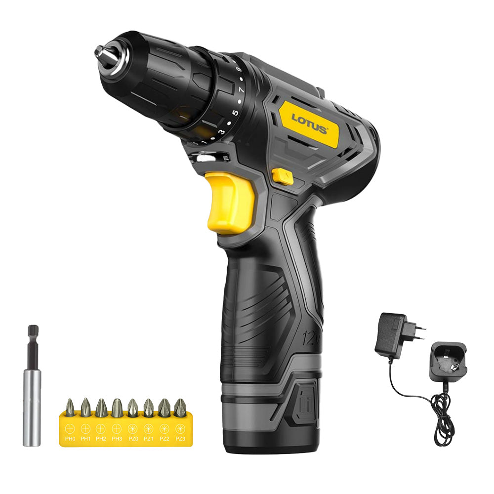 Lotus LTDD12-30VLI Cordless Drill Driver 12V Kit with Screw Bit Set