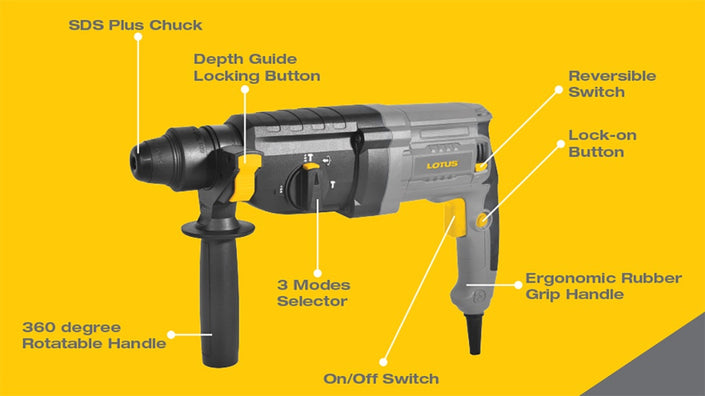 Lotus LTBH3-26DRE 3-Modes SDS Plus Rotary Hammer (850W)