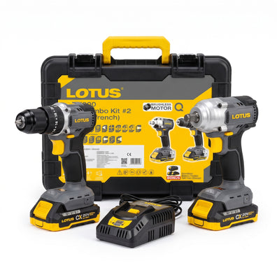 Lotus CCX200 20V Brushless Cordless Impact Drill and Impact Wrench Combo Kit (w/ 2×2Ah Batteries + Fast Charger)