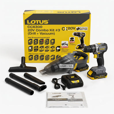 Lotus CCX300 20V Brushless Cordless Drill and Vacuum Combo Kit (w/ 2×2Ah Batteries + Fast Charger)