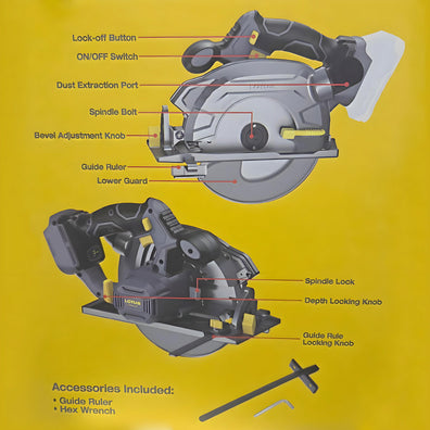 Lotus LCXCS20V-180BL Brushless Cordless Circular Saw 20V, 7-1/4