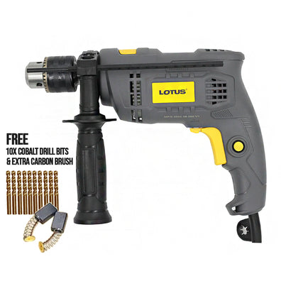 Lotus HD750X Impact Drill (13mm) with 10pcs Cobalt Drill Bits (1/8