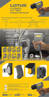 Lotus LT12MCX Mini 1/2-inch Drive Pneumatic / Air Impact Wrench