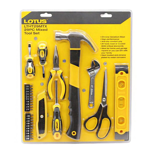Lotus 29pcs. Mixed Hand Tools Set, Hammer/Pliers/Wrench/Level/Screwbit/Screwdriver/Cutter Blade ( LTHT29MTX )