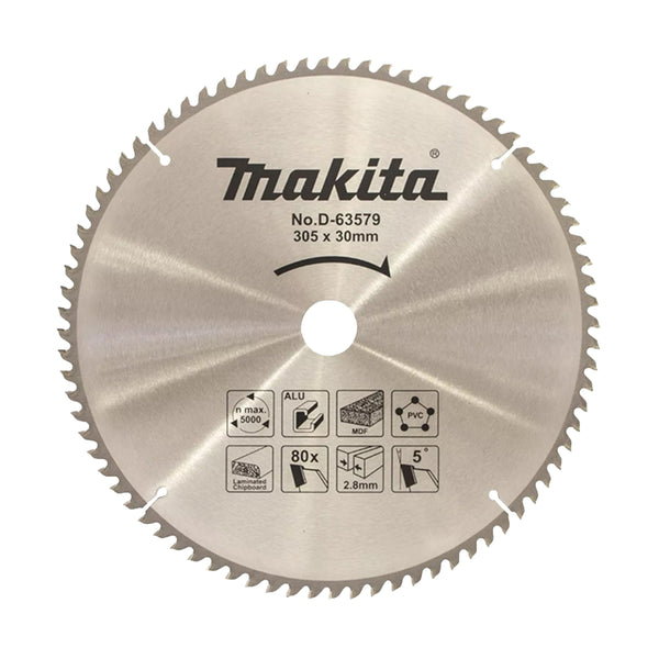 Makita D-63579 Circular Saw Blade for Wood / Plastic / MDF / Alum / PVC ( 12" x 80T )