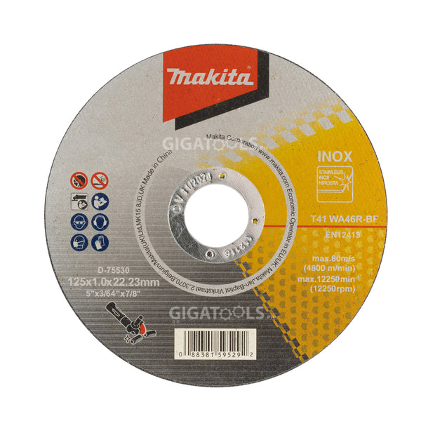 Makita D-75530 125mm ( 5" ) Cutting Disc for Stainless steel / Inox