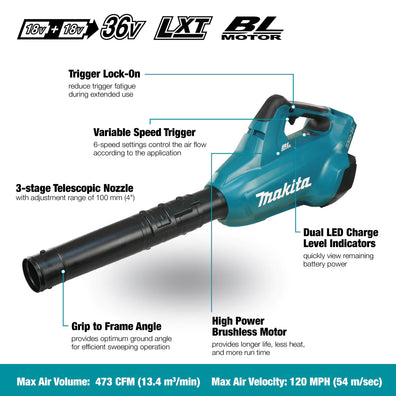 Makita DLX2398 Cordless Grass Trimmer + Cordless Blower 18V LXT® Li-Ion Combo Kit Set ( DUR192L +  DUB184 )