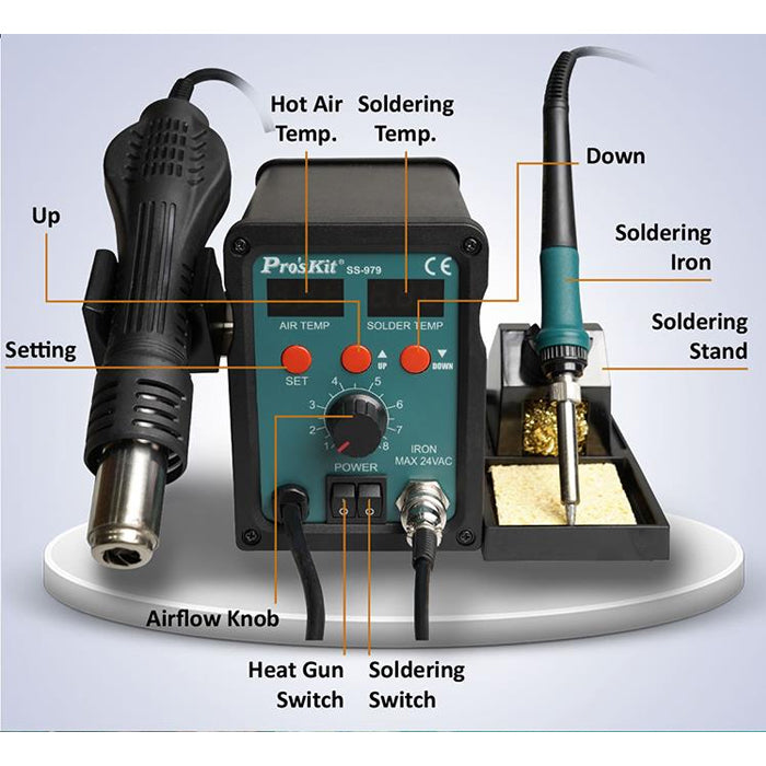 Pro'sKit 2 In 1 SMD Hot Air Rework Solder / Soldering Station ...