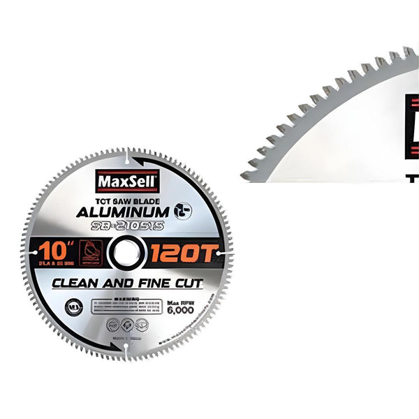 Maxsell SB-210515 10" x 120T Circular Saw Blade Tungsten Carbide Tip – Standard (Clean and Fine Cut for Aluminum)
