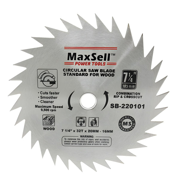 Maxsell SB-220101 7 1/4" 32T Circular Saw Combination Of Rip and Cross Cut (Thin Kerf) For Wood
