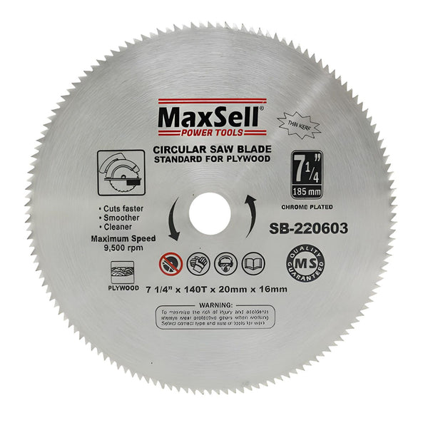 Maxsell SB-220603 7 1/4" 140T Standard Circular Saw Blade (Thin Kerf) For Plywood