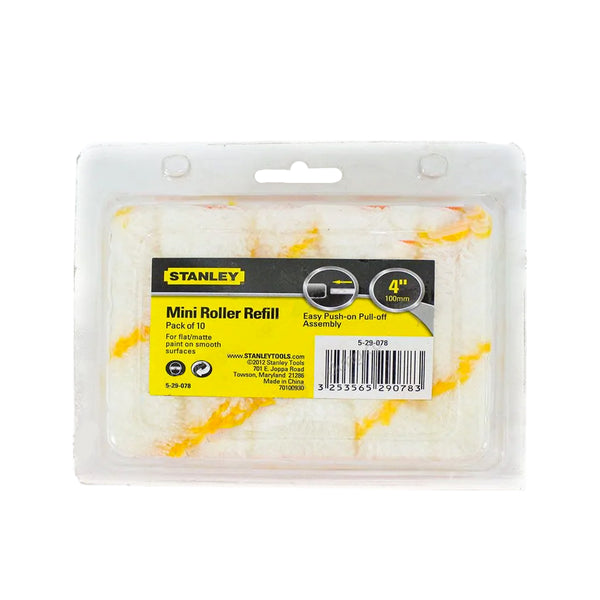 Stanley 10pcs. 4" Acrylic Yellow Stripe Mini Roller Refills (29-078-5)
